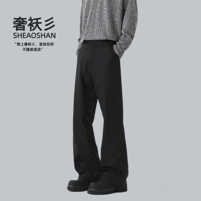 奢袄彡260g正装西裤布美式西裤男垂感西装裤子高街百搭直筒裤子