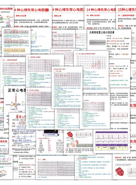153张心电图带口诀贴纸医学护理知识科普学习笔记贴画diy桌面手账