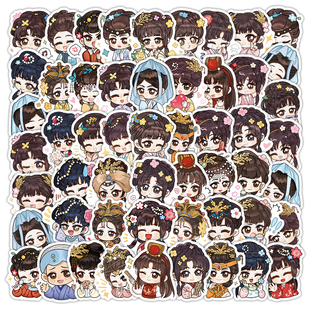 412张Q版红楼梦贴纸可爱卡通古代人物贾宝玉林黛玉周边防水粘贴画