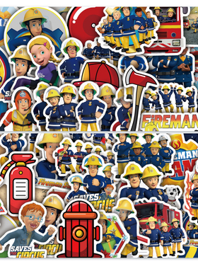 500张消防员山姆贴纸sam儿童卡通动画装饰玩具笔记本水杯防水贴画