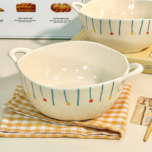 好看的陶瓷双耳汤碗家用大号面碗汤盆高颜值泡面碗螺蛳粉个人专用