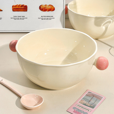 新款釉下彩双耳汤碗大号家用高颜值泡面汤碗陶瓷大容量汤盆螺蛳粉