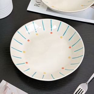 可爱釉下彩陶瓷盘子菜盘家用特别好看的餐具深盘炒菜碟2025新款