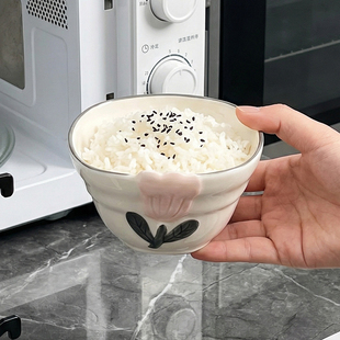 ins风陶瓷碗盘家用2026新款高颜值餐具4.5英寸吃米饭釉下彩乔迁碗