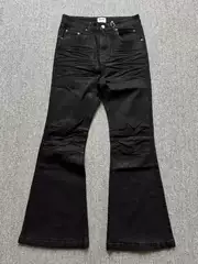American High Street Retro Dark Niche Metal Handmade Wax-Coated Washed Floor-Length Flared Jeans for Men Trendy