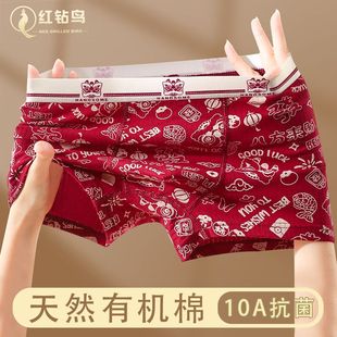 本命年儿童红色纯棉男童内裤青少年发育期中大童男孩四角平角内裤