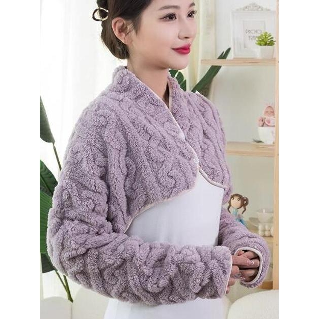 珊瑚绒护肩膀坎肩睡觉男女月子孕妇肩周防寒披肩200斤保暖短外套
