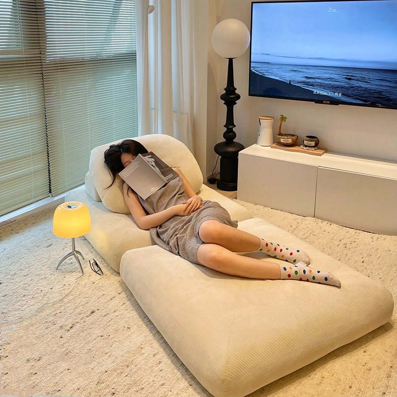 速发单人沙发小户块客奶麻薯沙发床折叠两用厅油风模型懒人沙发