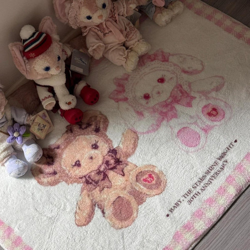 兔熊地毯卧室ins风奶油风奶甜系Lolita穿搭拍照镜前垫子家居脚垫