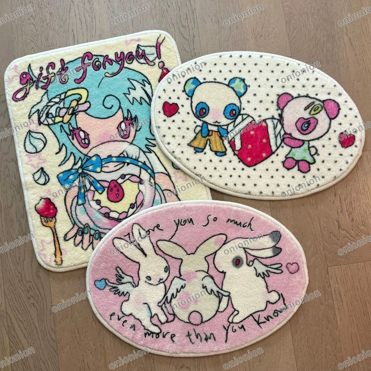 onionion*鸟鸟一 dating me 主题插画仿羊绒地毯原创设计