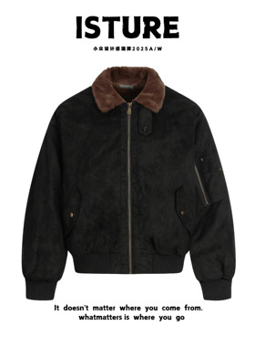 ISTURE美式复古巴恩风毛领工装棉服情侣宽松百搭休闲保暖冬季外套