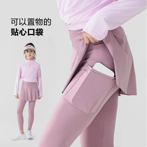 女童速干运动裤弹力新款儿童假两件网球裤裙鲨鱼裤童装瑜伽裤网裙