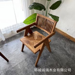 老榆木拼花椅子实木家具餐桌椅子店用咖啡厅靠背休闲椅民宿椅凳子