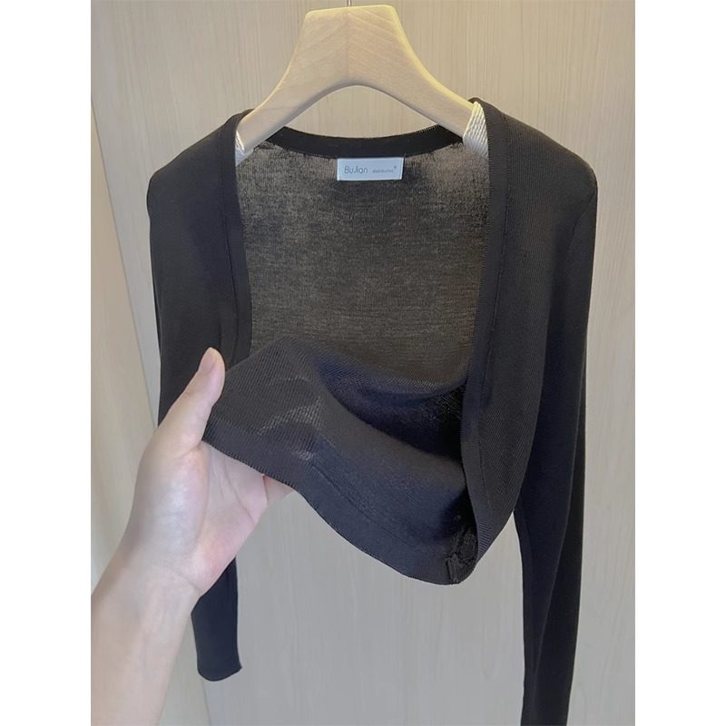 速发法式薄款防搭肩披肩夏针织开衫吊带裙外晒坎小短款空调罩衫