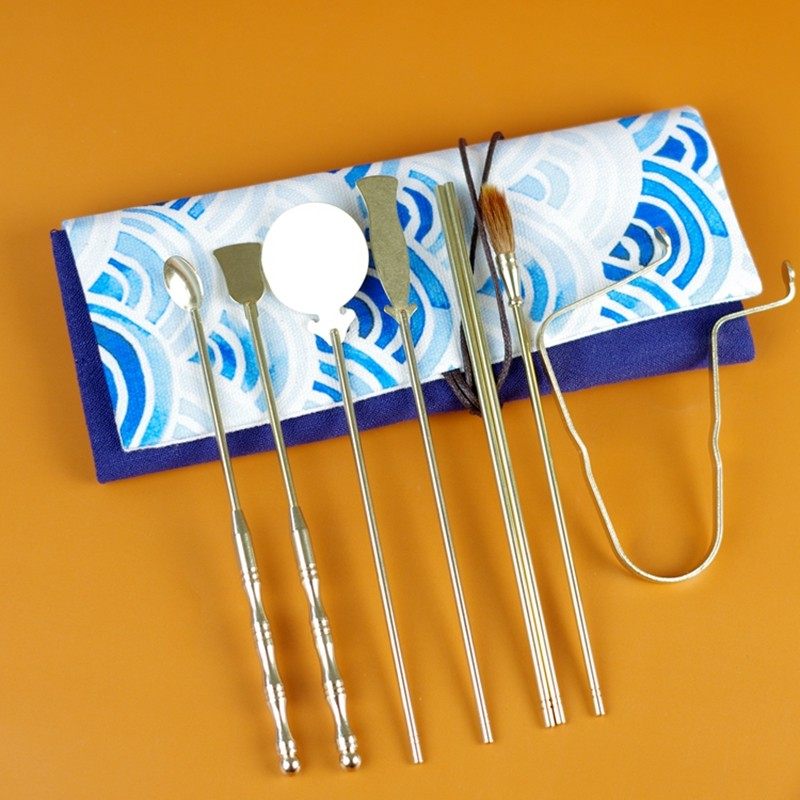 速发旅行便携香浪纹卧道用具套装七件套四件套海香炉香筒香插收纳