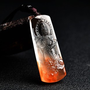 速發(fā)紅水晶普賢菩薩吊墜本命佛生肖項鏈紅守護神男禮物