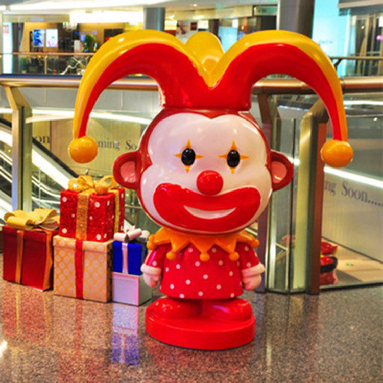 现货速发石膏迎宾小丑雕塑杂技表演娱乐抽象人物雕像玻璃纤维订摆