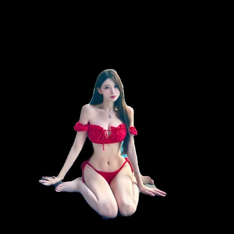 速发性感2024新款体假分基比度尼红色大小胸聚拢泡温泉泳装