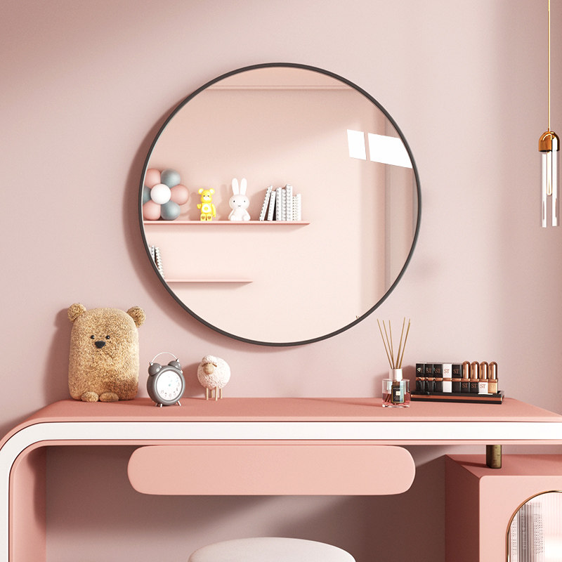 速发台式化妆法大镜子壁挂式卧室宿舍桌面圆形化妆感轻奢高级镜装