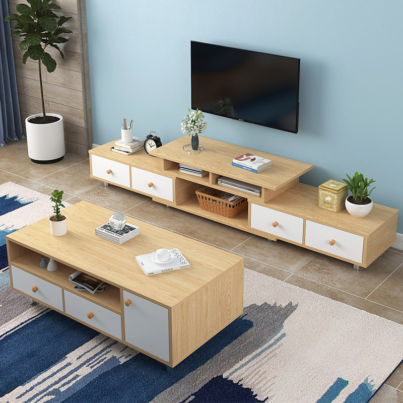 速发电视柜简约小户用茶几组合伸缩地型墙柜小型客厅套装家柜