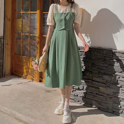 高级感假两件连衣裙女夏季2023新款设计感小众气质修身中长款裙子
