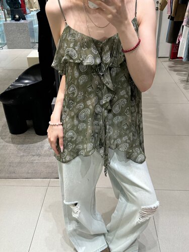 正品2026夏新品腰果花荷叶边女吊带上衣半身裙MBF2TOP057-SKT039