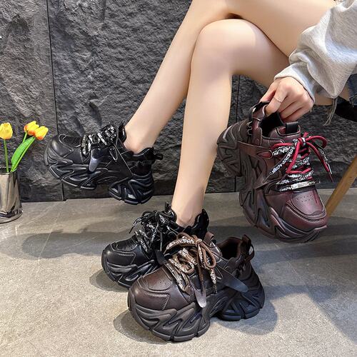 6cm【全皮老爹】欧货擦色做旧松糕厚底小个子增高轻便软底83