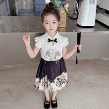 新式马面裙女童套装2024新款夏季C汉服儿童松紧腰仙气风六一演出