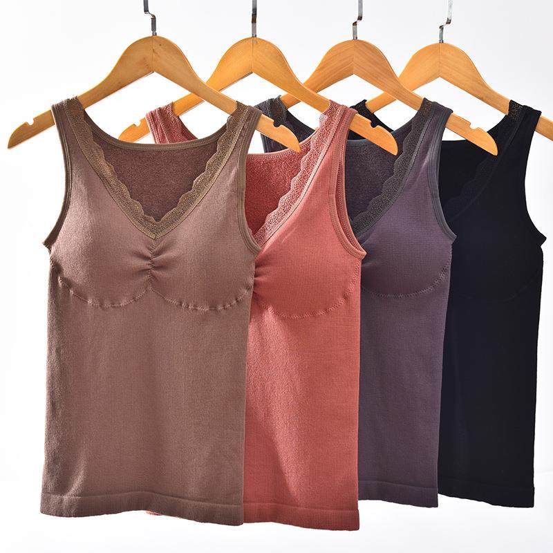 秋冬加厚毛圈保暖内衣 V领蕾丝无痕保暖背心打底衣带胸垫,女士内衣/男士内衣/家居服,保暖背心,淘宝优惠券,粉丝福利购,淘宝优惠卷