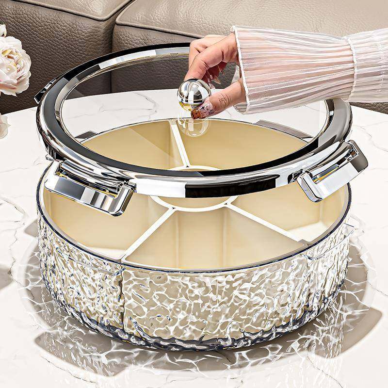 高级感干果盘轻奢透明分格带盖收纳盒家用客厅水果塑料厨房糖果盘