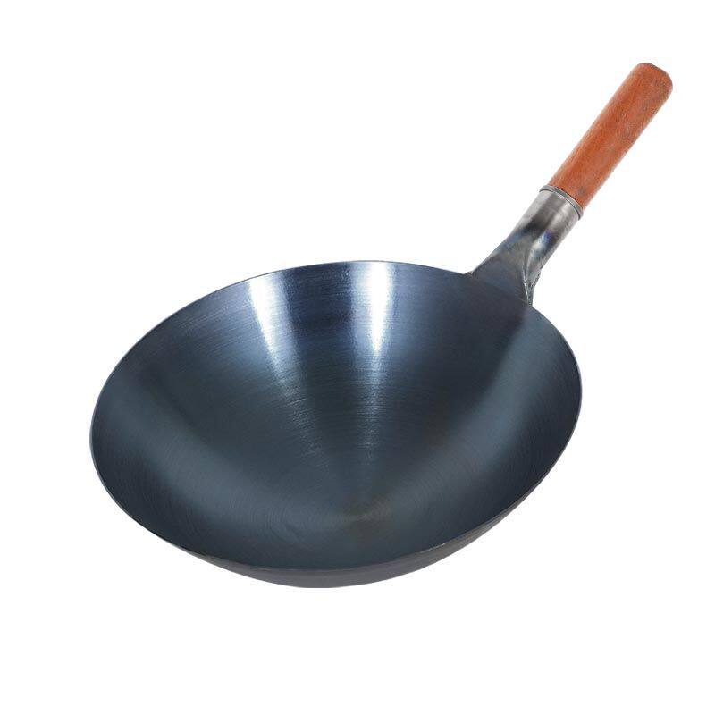 圆底传统铁锅无涂层铸铁锅厨师熟铁锅粘锅燃气大马勺