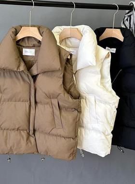 trendy jacket vest wear outer vest cotton sleeveless collar