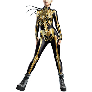 gold printing frame bodysuit body womens digital Halloween