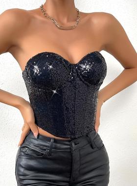 corset fishbone underwired bra zipper back tops tube women