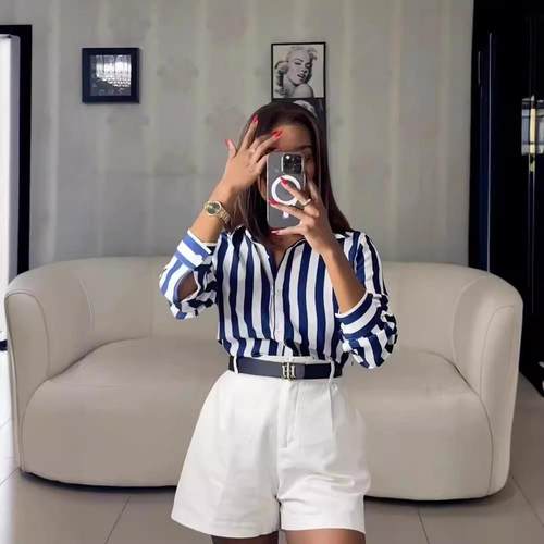 casual loose striped shirts for women  autumn vintage