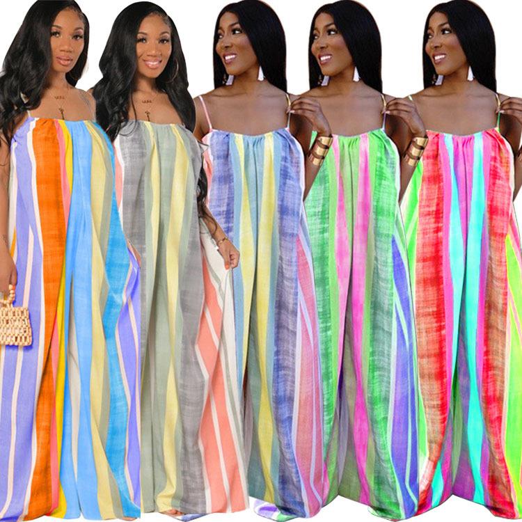 Women's Cross Strap Bohemian Swing Jumpsuit Backless