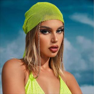 net hat fishing rhinestone headband women mesh for