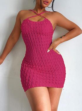 dress backless suspender sleeveless skirt short hip-wrapped