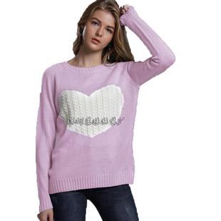 Pullover Round Neck Valentines Love Loose Sweater Heart Day