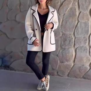 faced double collar suit clothing coat elegant woolen