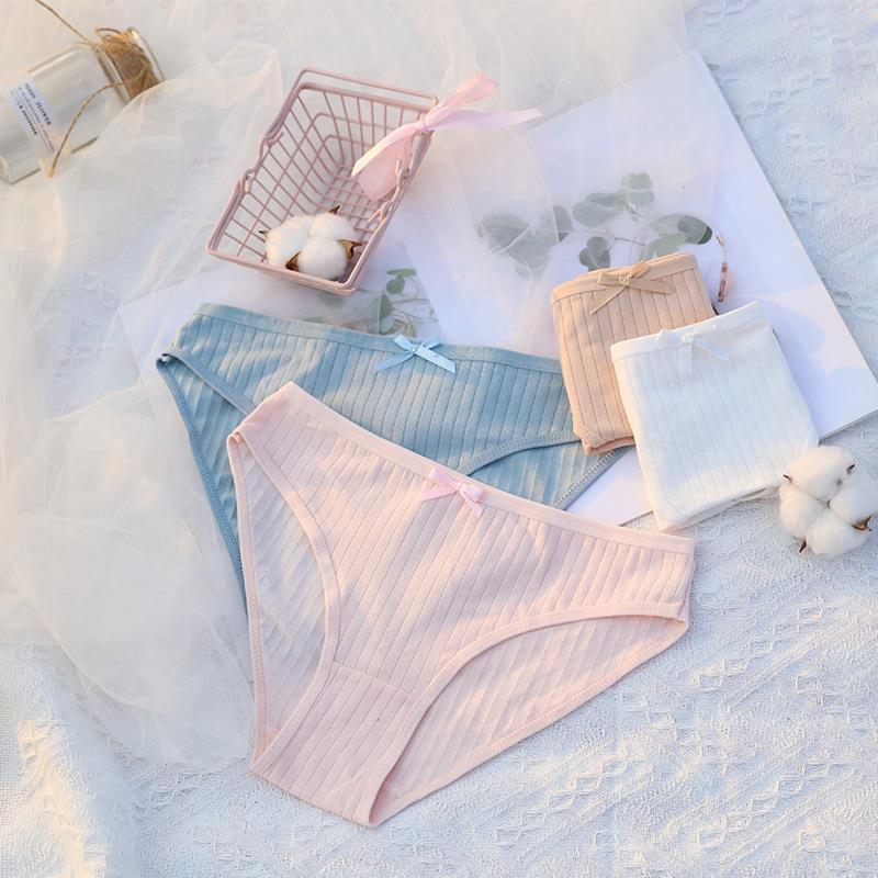 bowknot pure mid-waist cotton cotton underwear pure briefs