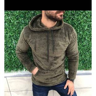 side fleece hooded double sleeve solid faced seam Mens