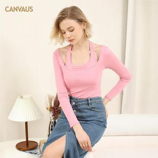 fit slim off top shoulder bottoming INS shirt trend