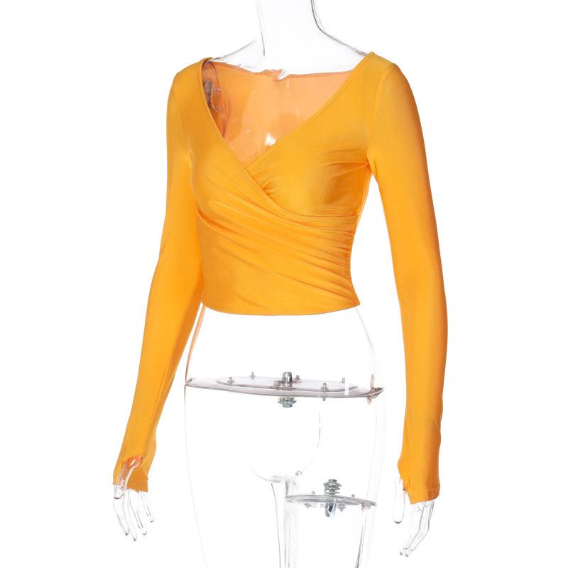 Collarbone slim exposed waist long hot deep all-match tight