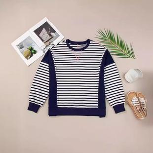 shirt Round Contrast Sweatshirt Color Clothing Womens