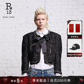 短款 R13 修身 粗花呢垫肩夹克链条缎带细节小香风外套女