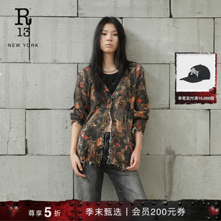 R13 末甄选 明星同款 宽松随性数码 毛衣 印花针织开衫 季