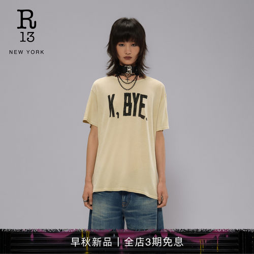 R13 2026早秋新品时尚个性字母印花圆领短袖T恤