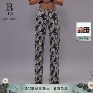 CHARLOTTE 2025早秋新品 明星同款 直筒微喇印花牛仔裤 R13