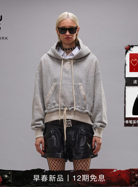 R13 2026早春新品 宽松简约休闲街头风卫衣连帽衫